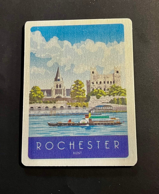 Rochester Cathedral and Castle Wooden Magnet